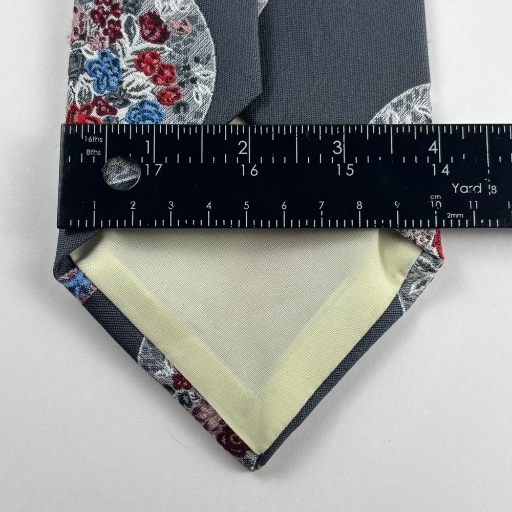 Pirelli Collection Necktie Mens OS Gray Floral Medallion Woven Tie Vintage Retro - Picture 3 of 4